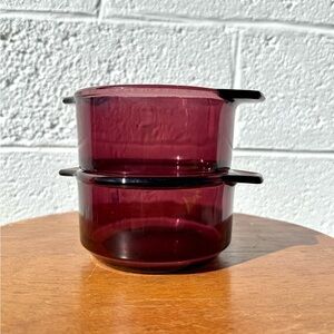 vintage amethyst glass casserole dishes